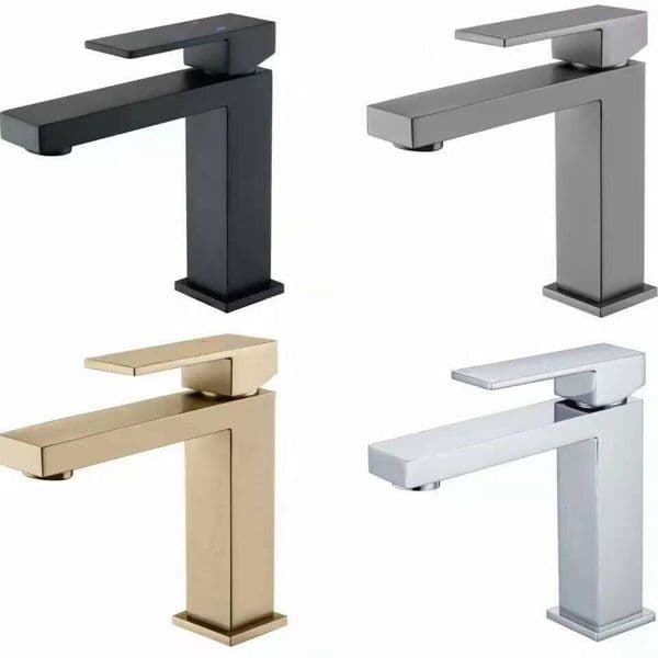 304 stainless steel wash bathroom cabinet square golden hot and cold basin faucet