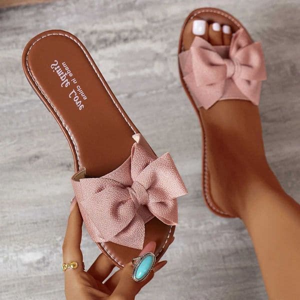 New Women Fashi2025 Sandals Slides Women Summer Bow Keep Warm Shoes Women Flat Plus Size Zapatos De Mujer H260602