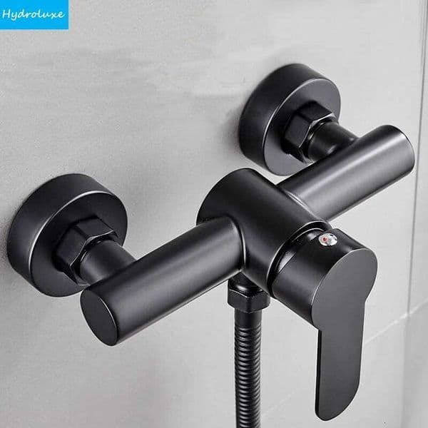 Black Wall Mounted Bathroom 304 Stainless Steel Triple Tub Faucet Hot & Cold Water Mixing Valve Shower Set Bathtub