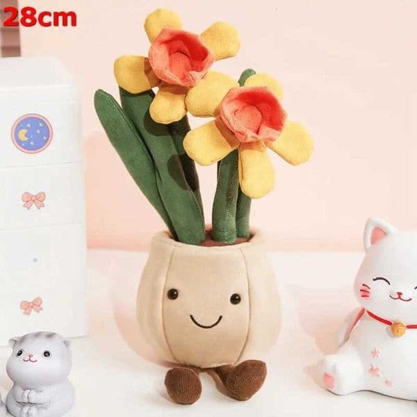 Plant Rose Creative Flower Plush Toy Stuffed Bouquet Blossom Narcissus Tulip Succulent Potted Valentine Gifts Room Decor Z250208 Y260601