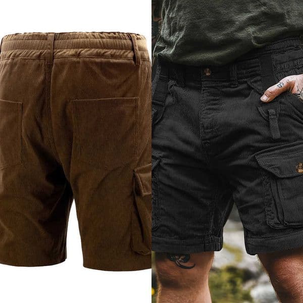 Vintage Cargo Shorts Mens Summer Trendy Retro Corduroy Short Pants Mens Casual Solid Color Shorts Sports Breathable Sweatpants L260529