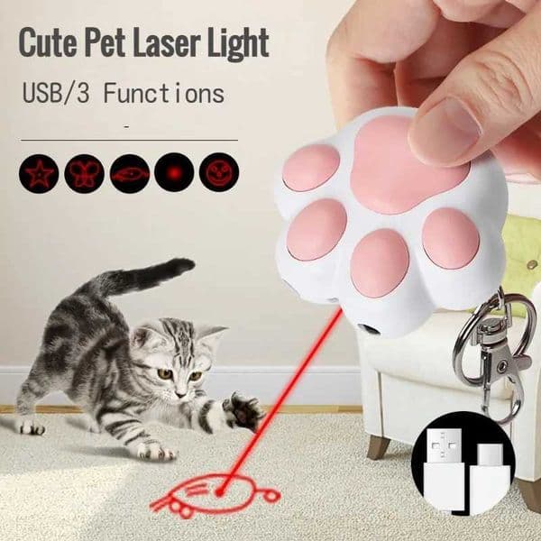 Cat Toys USB Rechargeable Multifunctional Key Chain Pet Laser Toy for Cats Interactive Funny Kitten Training Laser Pointer C260602