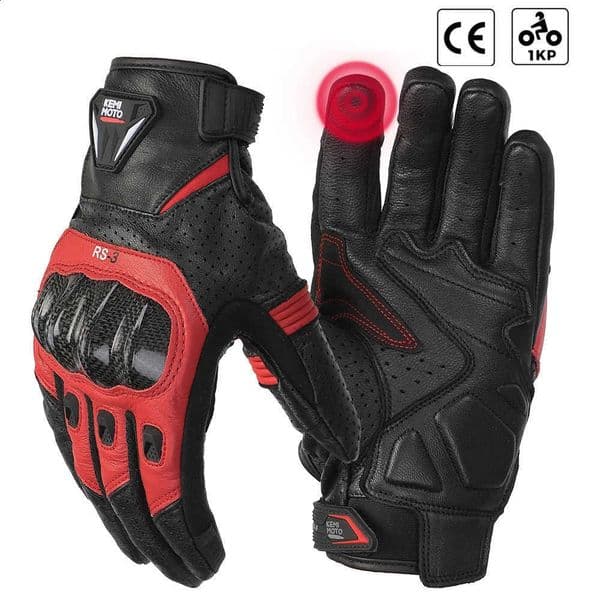 For Carbon KEMITOUR Touch Leather Motorbike Motorcycle 260518 Gloves Screen CE Protective Mens Breathable Retro Summer Moto Gloves Y260602