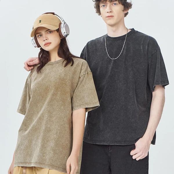 Customized Heavyweight Washed Distressed T-shirts Unisex Vintage Cotton Batik Men T-shirts Streetwear Min Order Quantity 1 260601