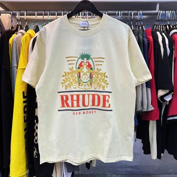 Rhudeshirtsman Shirt Designer Men's T Shirts American Retro Graphic Letter Printing Casual Loose Tee High Quality Cotton Summer Streetwear Graphic Shirt 820