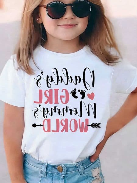 Letter Daddy Love Printed Design T Shirts Fashion Short Sleeve O-neck T-shirt Girls Summer Spring Casual Top Tee H260602