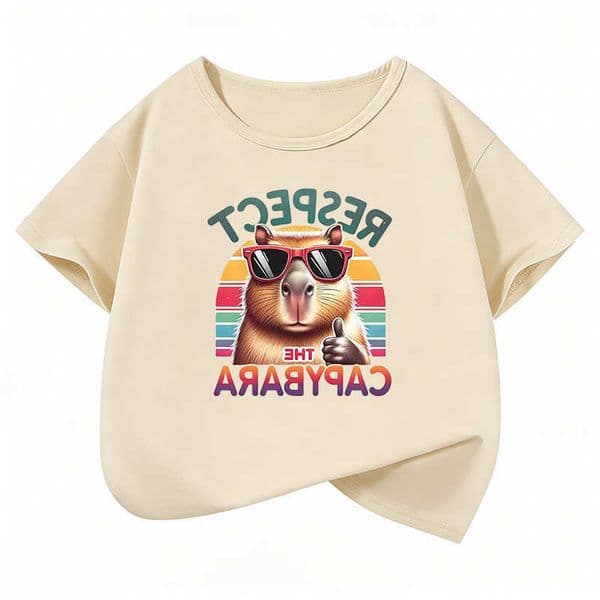Design Streetwear Capybara T-Shirt Printed T Shirt Girls' Summer Clothes Short Sleeve Tops T-Shirts Cute Girls Clothing H260602