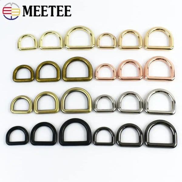 20Pcs Meetee 1038mm Metal D Ring Buckles for Bags Strap Backpack Webbing Dog Collar Leather Belt Loops Clasp DIY Accessories 260602