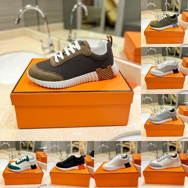 Designer Bouncing Leather & Suede Low-top Trainers for Men/Women with Lace-up Closure - Sizes: 35-46