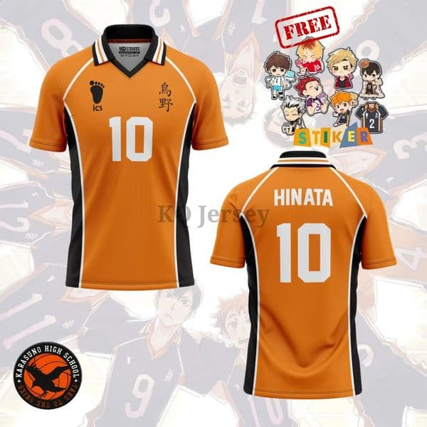 Custom Name Haikyuu Karasuno High Hinata 10 Jersey Men Women Anime Volleyball Uniform Short Sleeve V-Neck Polo Sport T-Shirt 260601
