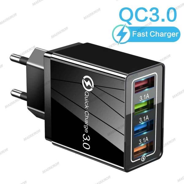 4 Quick 3.0 Wall Charger Multi Ports USB Fast Charge Multiple Colors High Speed Charging Power Adapter