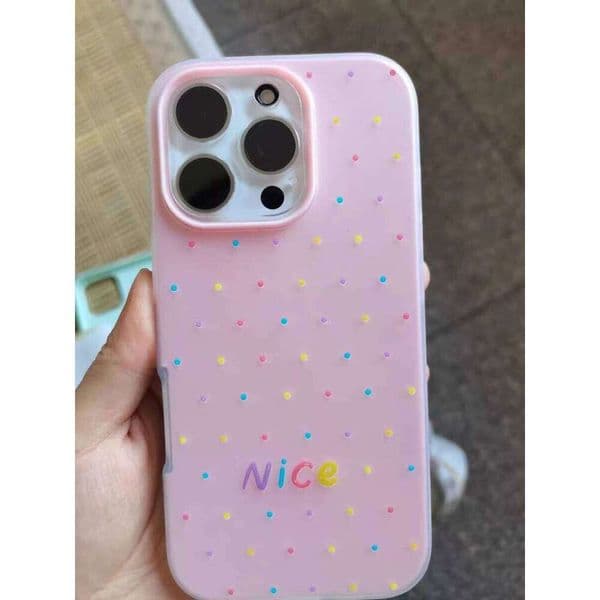Colorful Polka Dot Label Case Compatible for IPhone 12 11 13 Pro XR X XS Max 16 15 8 14 7 Plus New 2 in1 Soft Cover