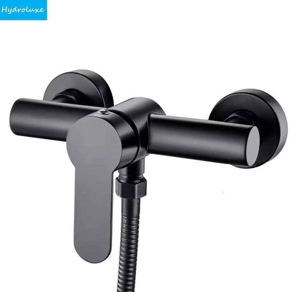Stainless Steel Rain Bath Black Wall Mount Mixer Faucet Single Handle Hot & Cold Water Shower Control Valve