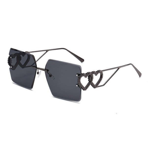New Rimless Cut Edge Sunglasses Large Slimming Heart Frame Metal European And American Fashion Street Style Glasses Liuyuemoshang
