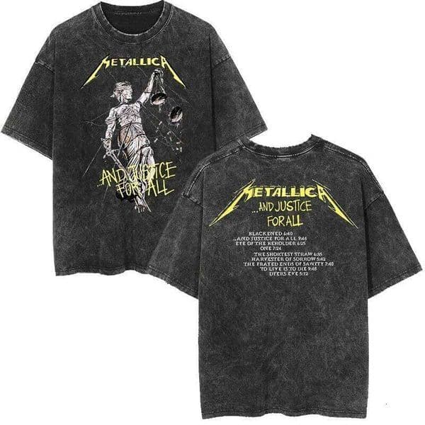 Rock Band's Vintage Washed Short Sleeved Round Neck Y2k Tshirt Men Clothing New in Top & Tees Mens T-Shirt Camisetas 26Y0602