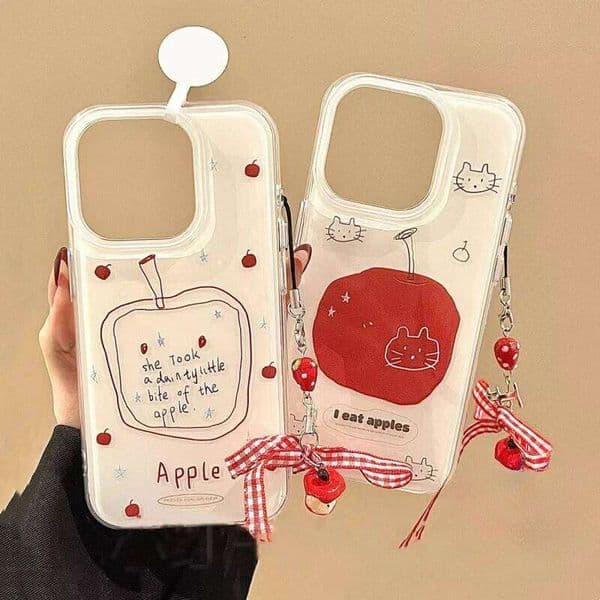 Cute Fruit Kitten Case Compatible for IPhone 13 11 12 Pro XR XS X Max 14 7 15 16 8 Plus SE 2020 New White Imd Cover