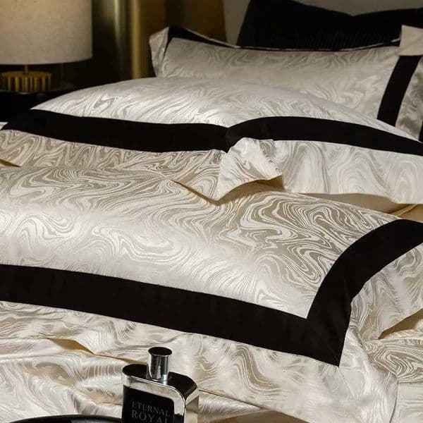 100%Egyptian Cotton Chic Ripple pattern Jacquard Duvet cover Bed Sheet lowcases 4Pcs Silky Texture Soft WrinkleJ260602