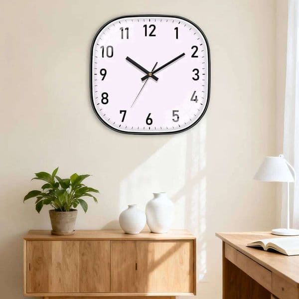 Square Quartz Wall Elegant Beige Dial Clear Black Digital Modern Home Office Decoration Simple Style Precise Timing Clock W260602