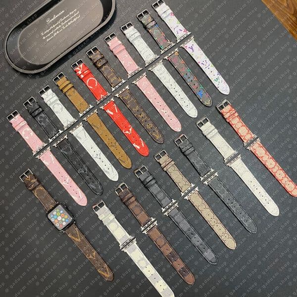Designer Apple Watch Band For applewatch series 10 9 8 7 6 5 SE Ultra iwatch bands 38 40 41 42 44 45 46 49 mm s10 Gold Link Watch Strap Wristband Fashion Leather Watchbands