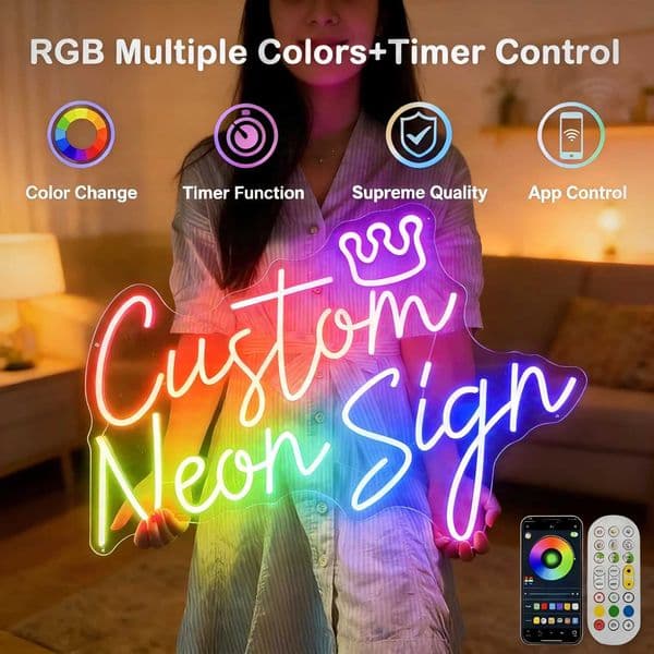 Rgb Neon Custom Name Sign Personalized Wall Letters Smart Rgb Light for Kids Multicolor Rgb Neon Light Sign Bedroom Decoration C260602