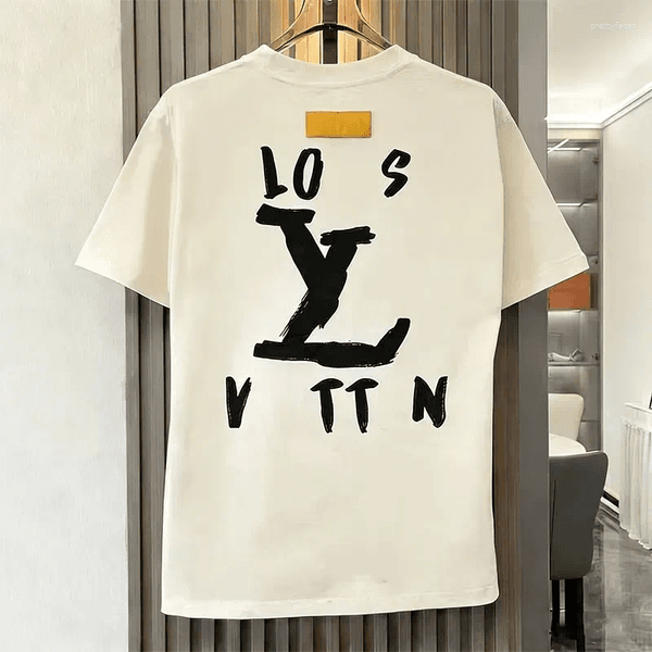 Men's T Shirts Tees Casual Designer Design All-match Style Heavy Industry Fashion Embroidery Short Sleeve Steel Seal Letters Light Luxury