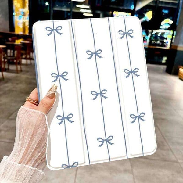 Blue bow stripes butterfly TABLET CASE FOR iPad pro 10/11-Inch 2020/6th/7th /8th /Air 3rd/Air 4th/9th gen/Air 5th Gen 2022/Air 1 W260602