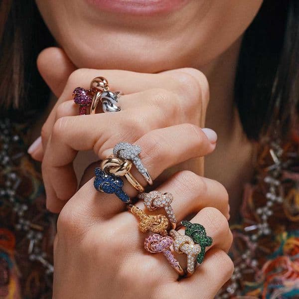 Zircon Classic Colored Intersection Ring Stainless Steel Waterproof Anti Fading Geometry Lady Rings Unique Design Jewelry Gifts L260602