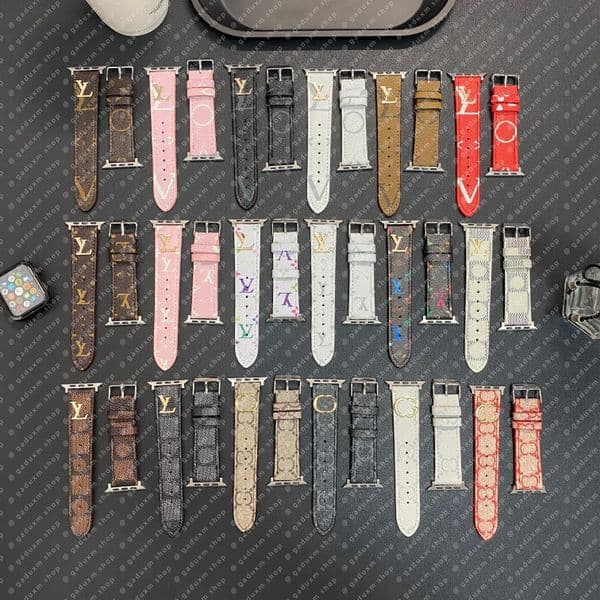 Smart Straps for Apple Watch Band 38 40 41 42 44 45 49 mm Ultra 2 Series 9 Flower Leather Watchs Strap Wristband For Iwatch 8 7 6 5 4 SE Designer Watchbands