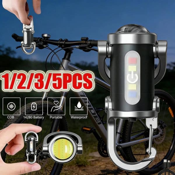 Rechargeable Flashlights Multifunction COB Work 6 Modes Emergency Keychain Light for Walking Searching Hiking ddmynov