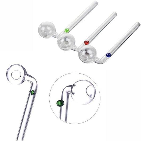 Wholesale Thick heady Colorful 5.5inch Glass Oil Burner Pipes cheap Water Filter Bubbler Cuved Bent Hand straw Pipe for smoking with 30mm ball