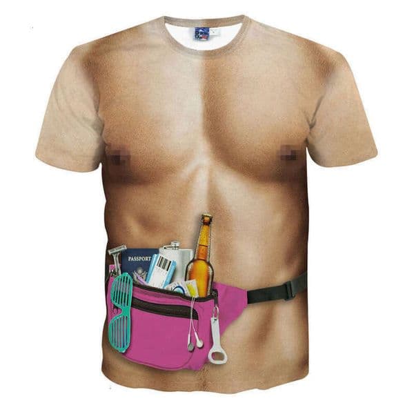 Popular Sexy 3D Short-Sleeve Funny Creative Fitness Elastic T-Shirt In Stock, Men's Clothing, New Digital Print Top 432