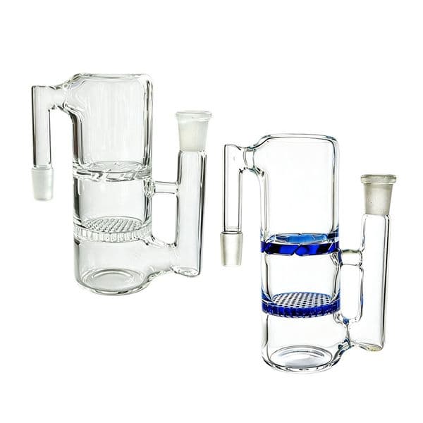 Honeycomb Ash Catcher with Splash Guard - 90 Degree Angle, 18mm for Glass Bongs & Water Pipes