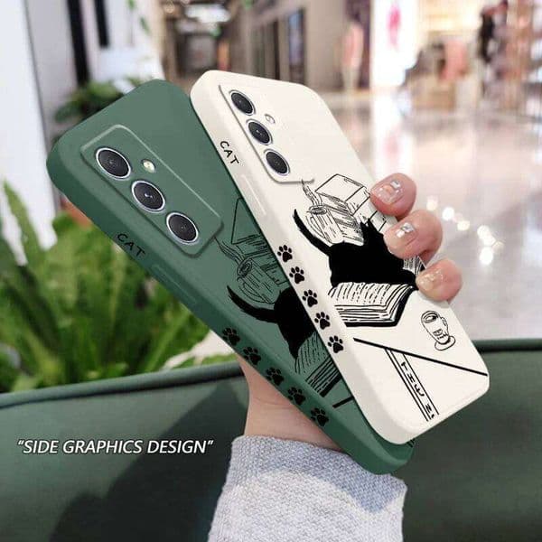 Table Cat Phone Case For Samsung Galaxy A37 A57 Liquid Silicone Cover