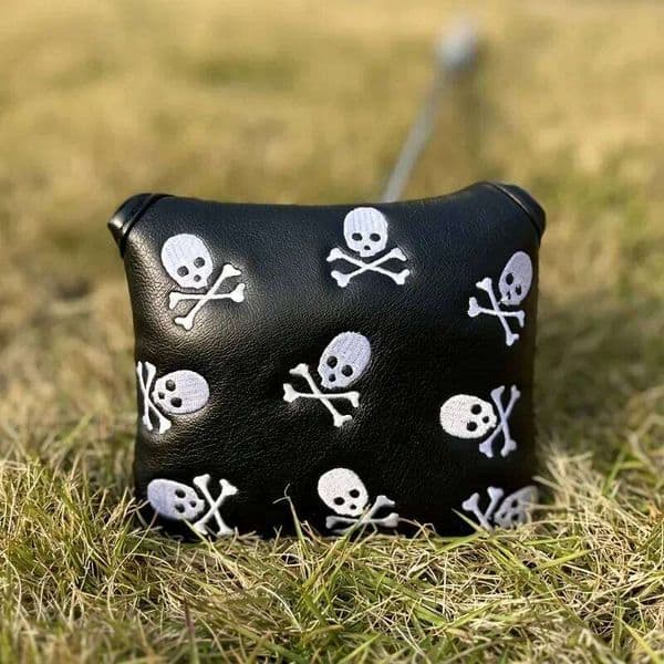 1pc Skull Embroidered Pattern Club Cover, Durable PU Material, Putter Head Covers, Golf Accessories 26L0602