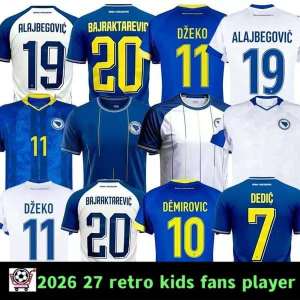 2026 2027 Bosnia Herzegovina World Cup Jerseys 26 27 Bosnia and Herzegovina Dzeko Soccer Jerseys Home Away ALAJBEGOVIC BAJRAKTAREVIC Football Shirts S-4XL