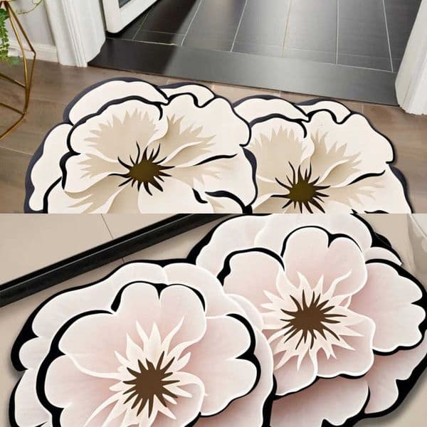 Flower VIKAMA Camellia Bathroom Floor Mat Anti-Slip Water Absorbing Shower Rug Kitchen Floor Mat Home Decoration L260602