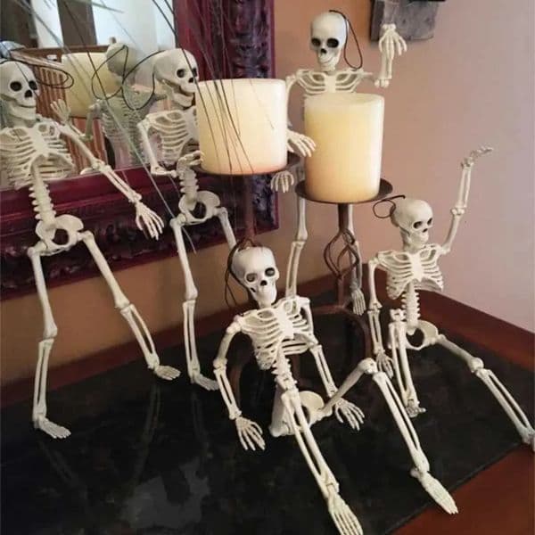 2026 Skeleton Halloween Decorations 40Cm Posable Funny cologne Lifelike Plastic Skeletons For Haunted House Graveyard Scene Party Props Decor perfume Free Shipp