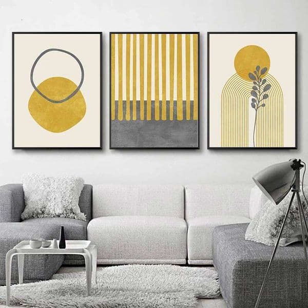 Minimalist Abstract Painting Posters and Prints Picture Mustard & Gray Wall Art Canvas Print for Living Room Decor 26L0602