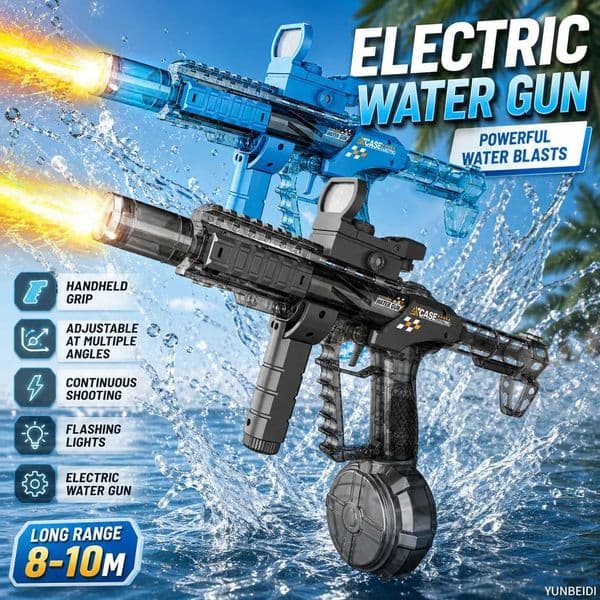 Electric Water Gun with LED Light Large-capacity Long-range Shooting Water Gun Summer Outdoor Game Toy Childrens Adults Gift T260602