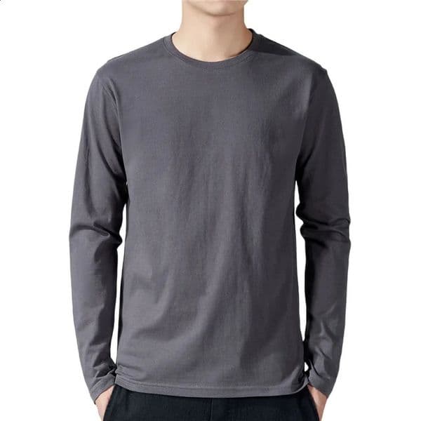 T Shirt For Men Cotton Long Sleeve T-shirts Solid Color Mens Clothing Full Length Sleeve For Spring And Autumn Undershirts 260529