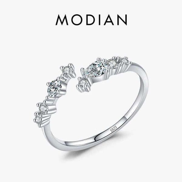 Modian New Sterling Silver Minimalist Clear Zirconia Stackable Ring For Women Anniversary Wedding Band Simple Fine Jewelry