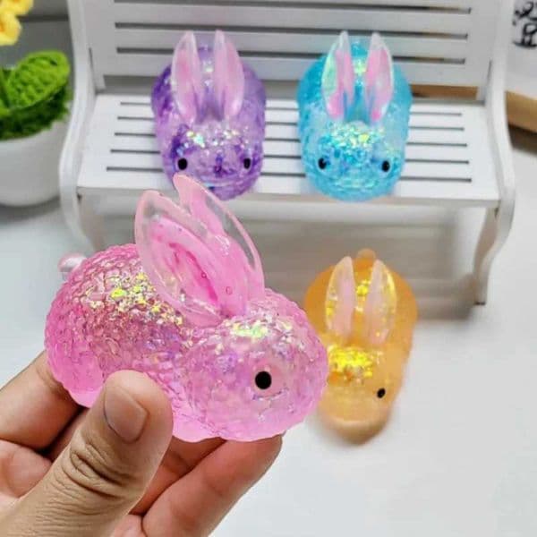 kids Anti-stress Soft TPR Slow Rebound Sequins Maltose Pinch Toy Stress Relief Elastic Squeezing Colored rabbit Decompression T260602