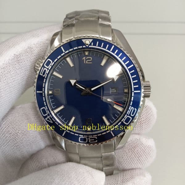 Real Photo Mens Automatic Watch Mens Blue Dial 600m Stainless Steel Bracelet Transparent Back Asia 8500 Movement 007 Mechanical Sport Watches Wristwatches