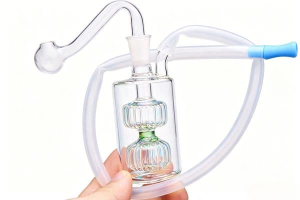 Travel Colorful Square Shape Glass Oil Burner Bubbler Hookah Bubbles Portable Mini 10mm female Water Recycle Filter water bong Pipes