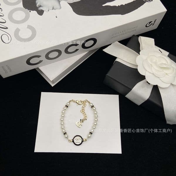 Designer jewelry cc bracelet of b black and white button round for women double C enamel pearl bracelet channels bracelet