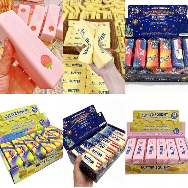 Elastic Stress Relief Butter Stick Toy Fun Squeezing Toy Elastic Cheese Stick Stress and Anxiety Relief Game Decompression Toy with box Y260601