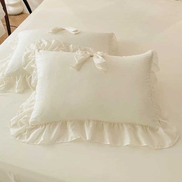 3pcs White Bedding set ruffles Duvet Cover Set (1*Duvet Cover + 2*lowcase Without Core)for bedro guest roJ260602