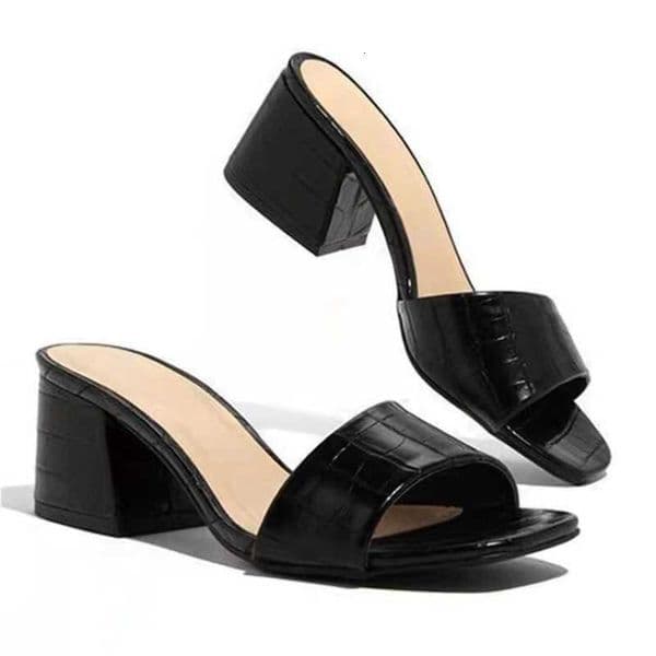 Women FashiShoes Summer for Women Black Large Sandals Heel Zapatos De Mujer H260602