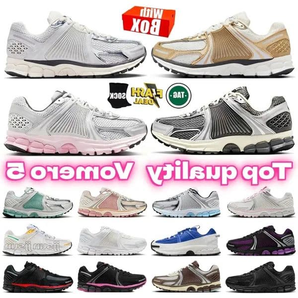 Athletic Shoe Top Quality Designer Running Shoes Vomero 5 run Roam Metallic Gold Photon Dust Pink Thunder Blue Triple Black Flax Vomeros Mens Women Flat Trainer