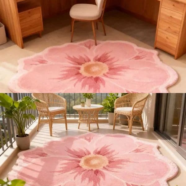 Camellia VIKAMA Pink Carpet Living Room Bedside Carpet Sofa Carpet Plush Fluffy Soft Carpet Home Decoration L260602